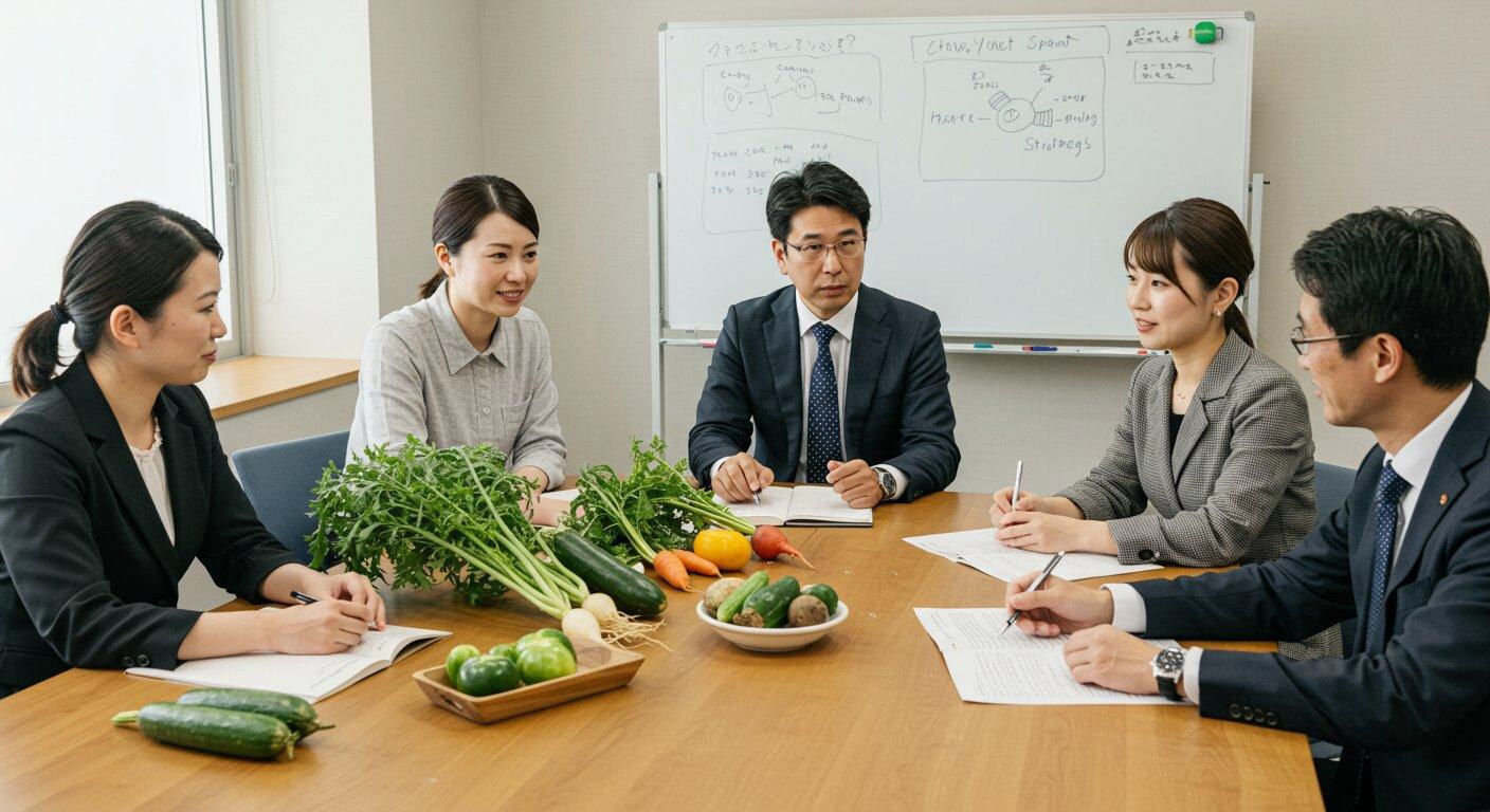 生産者と商品についてヒアリングする打ち合わせの様子